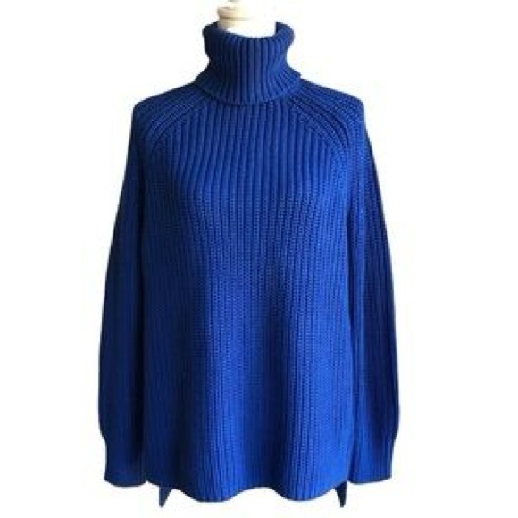 525 America Sweaters - 525 America Stella- Cotton Blue Turtleneck Sweater